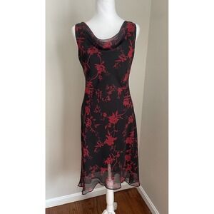 Y2K Chiffon Floral Midi Dress M/L 9/10‎ Alyn Paige Whimsigoth Fairy Grunge Black